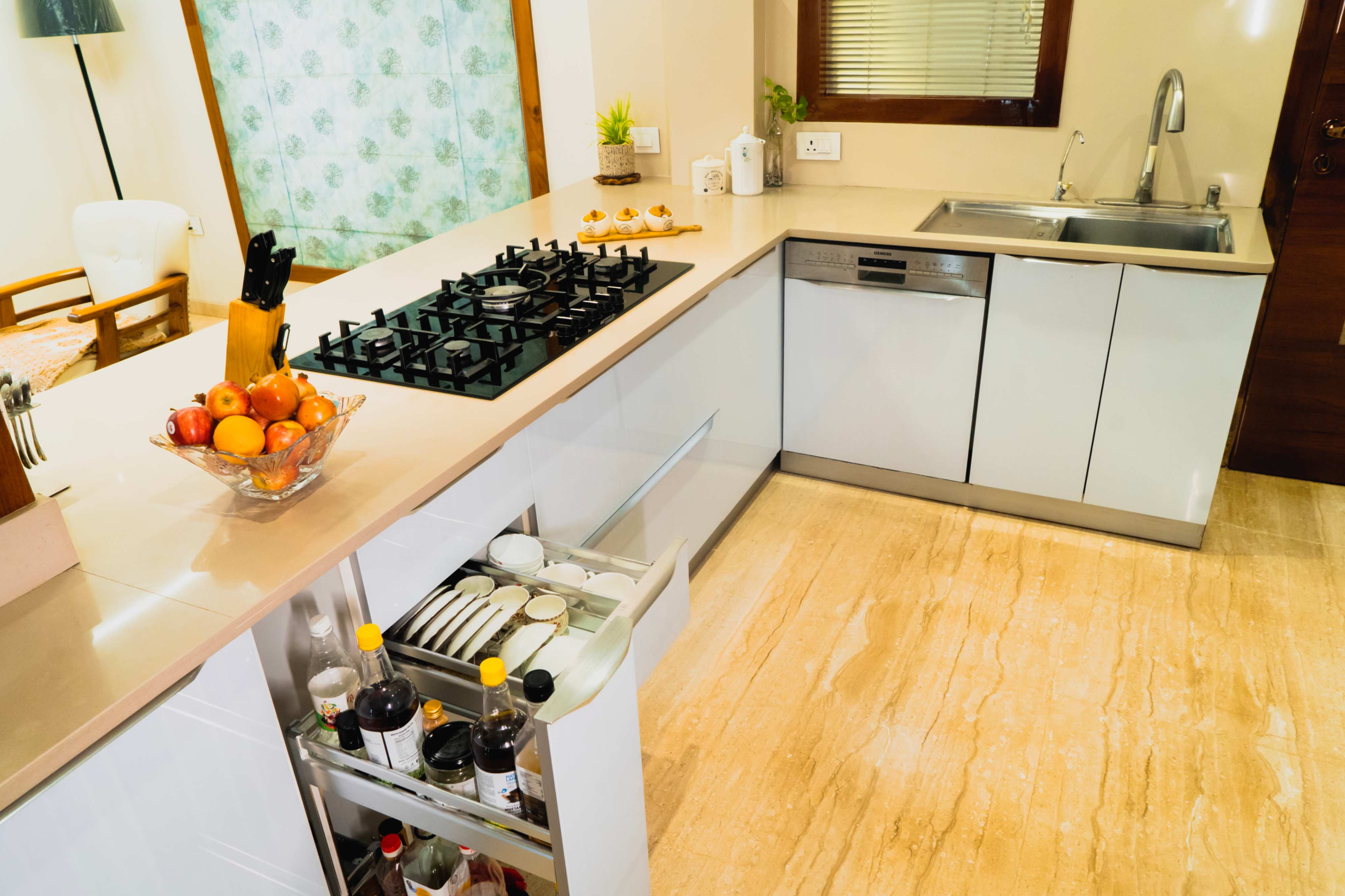 Modern kitchen with glossy finish