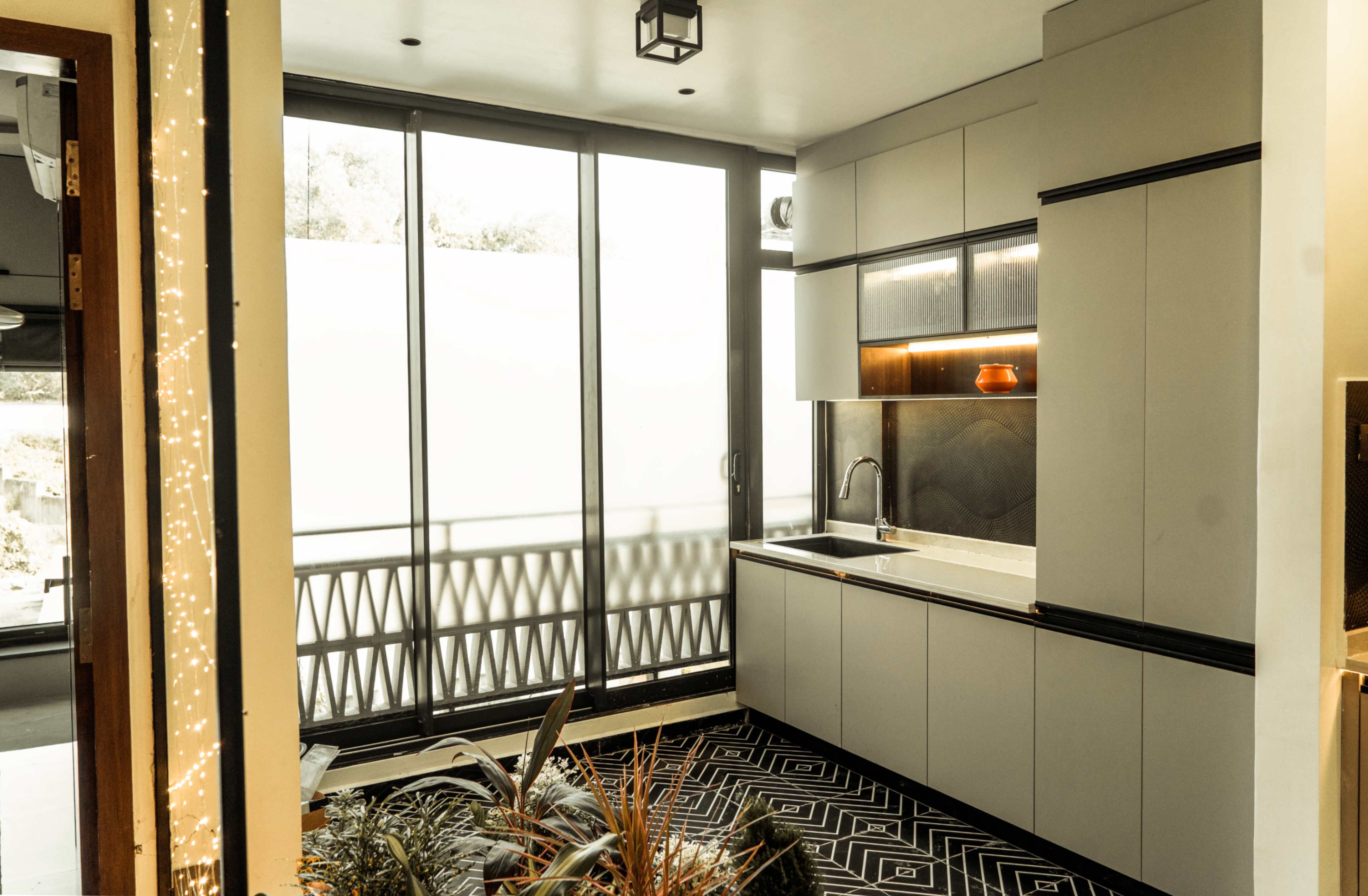 Modern kitchen with glossy finish