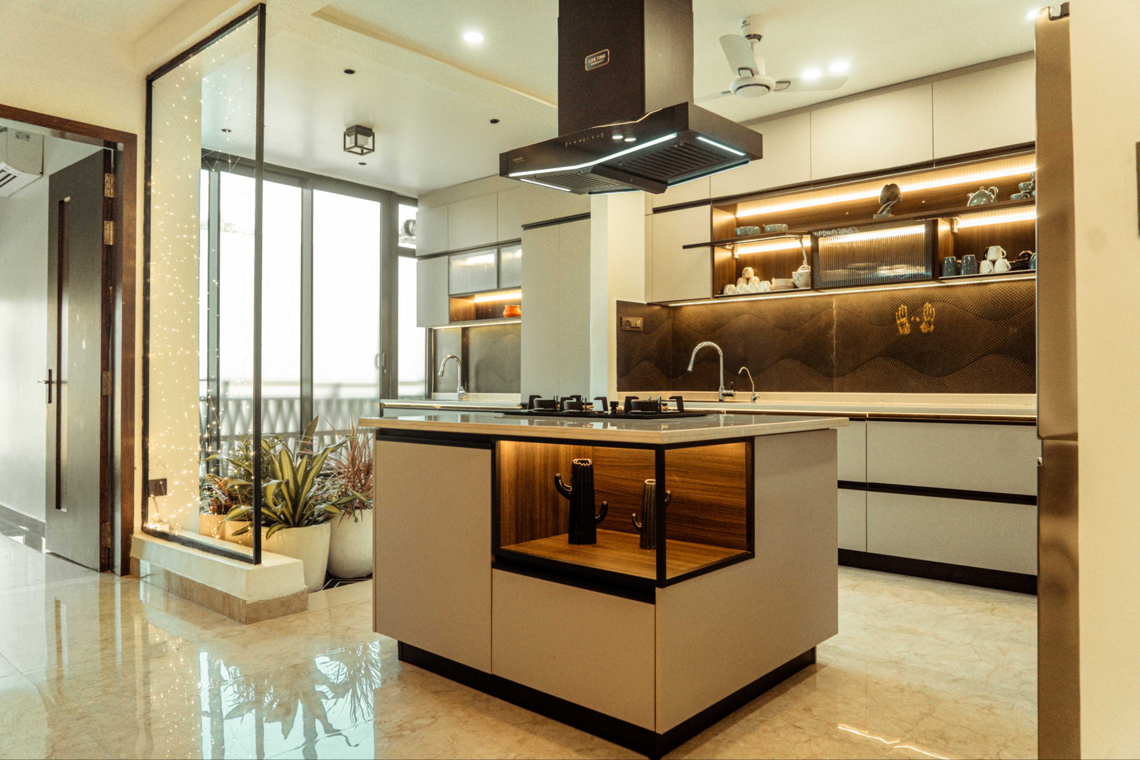 Bright kitchen with large windows