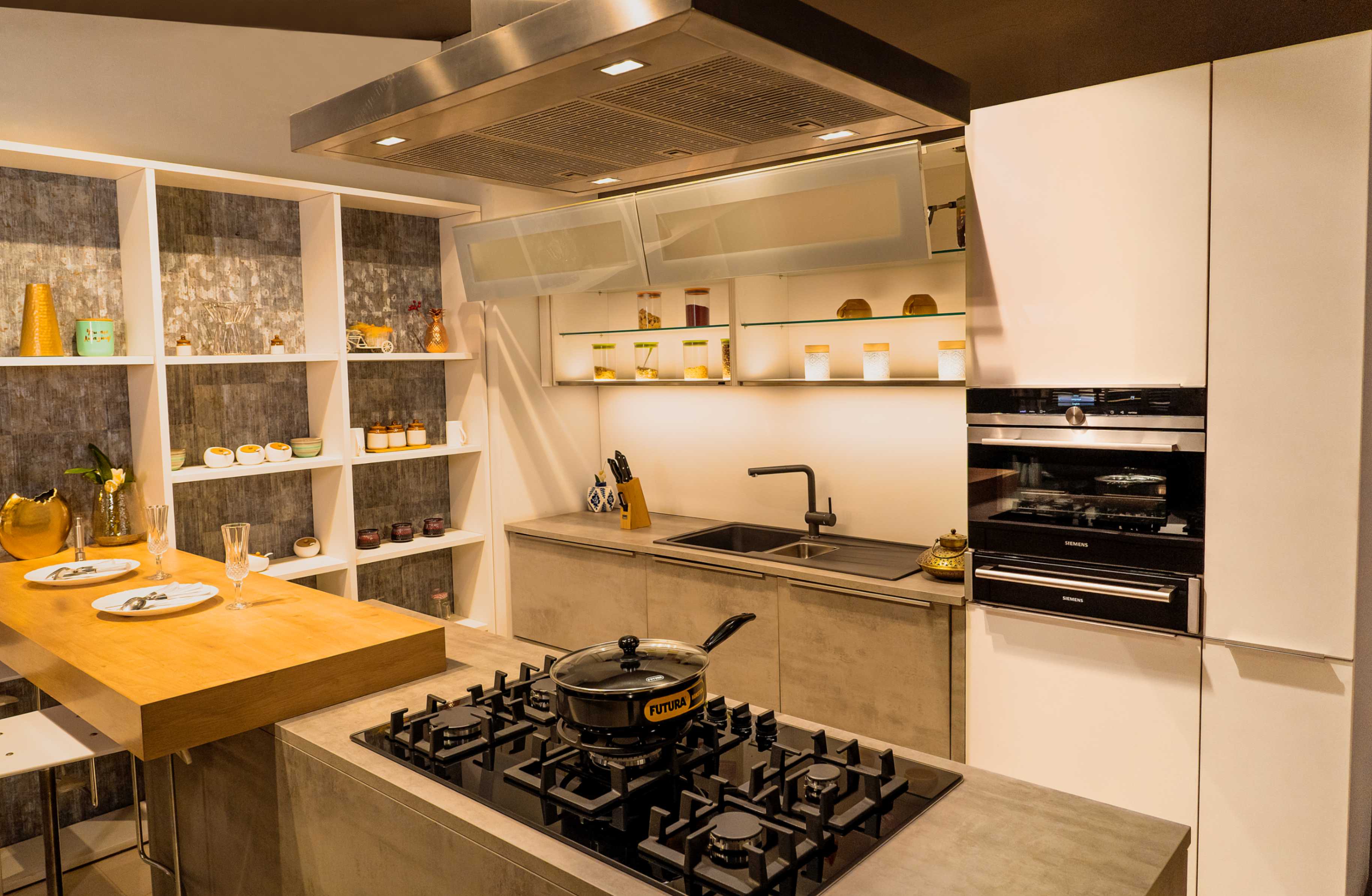 Kitchen island with lights