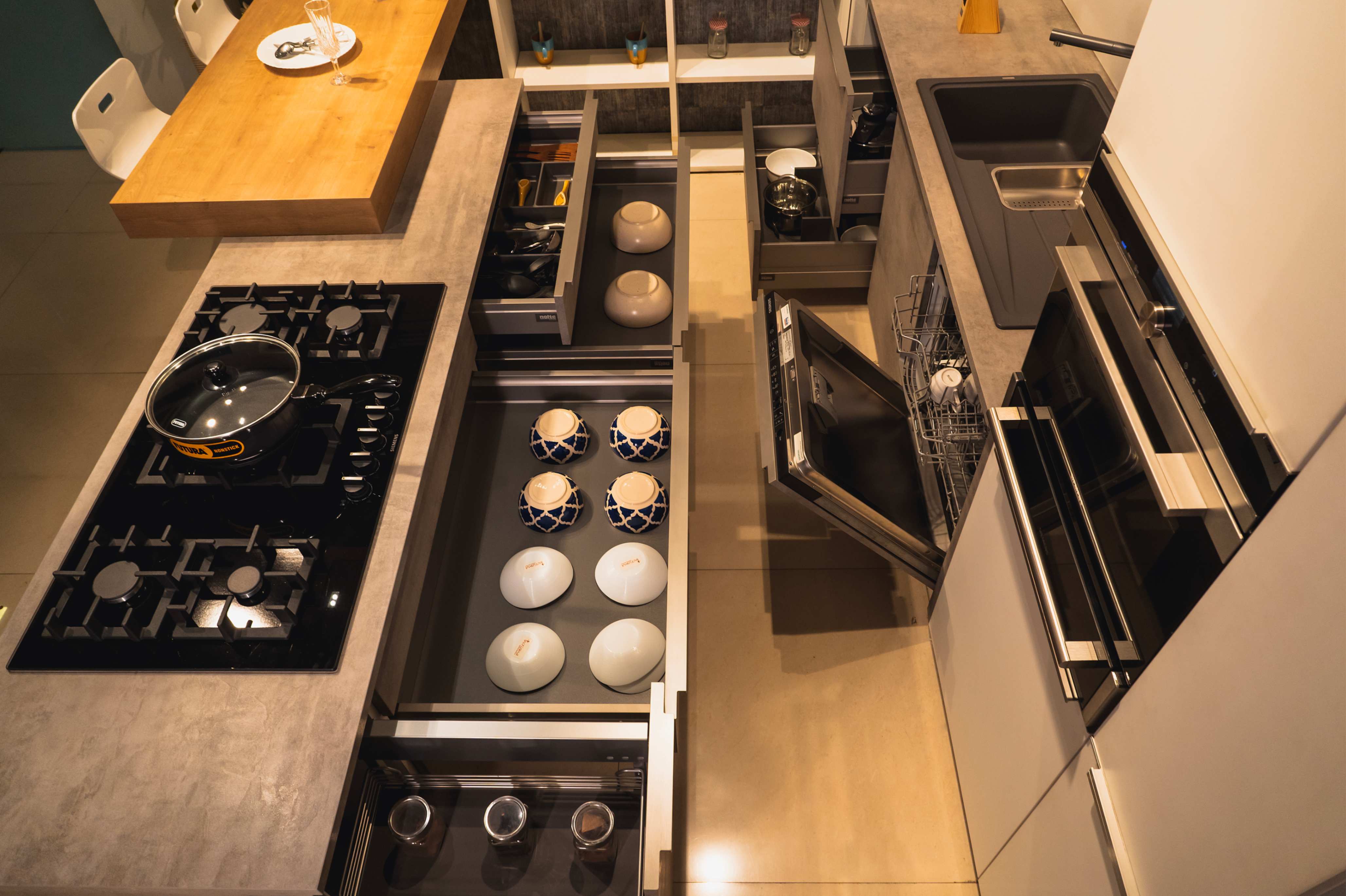Kitchen island with lights