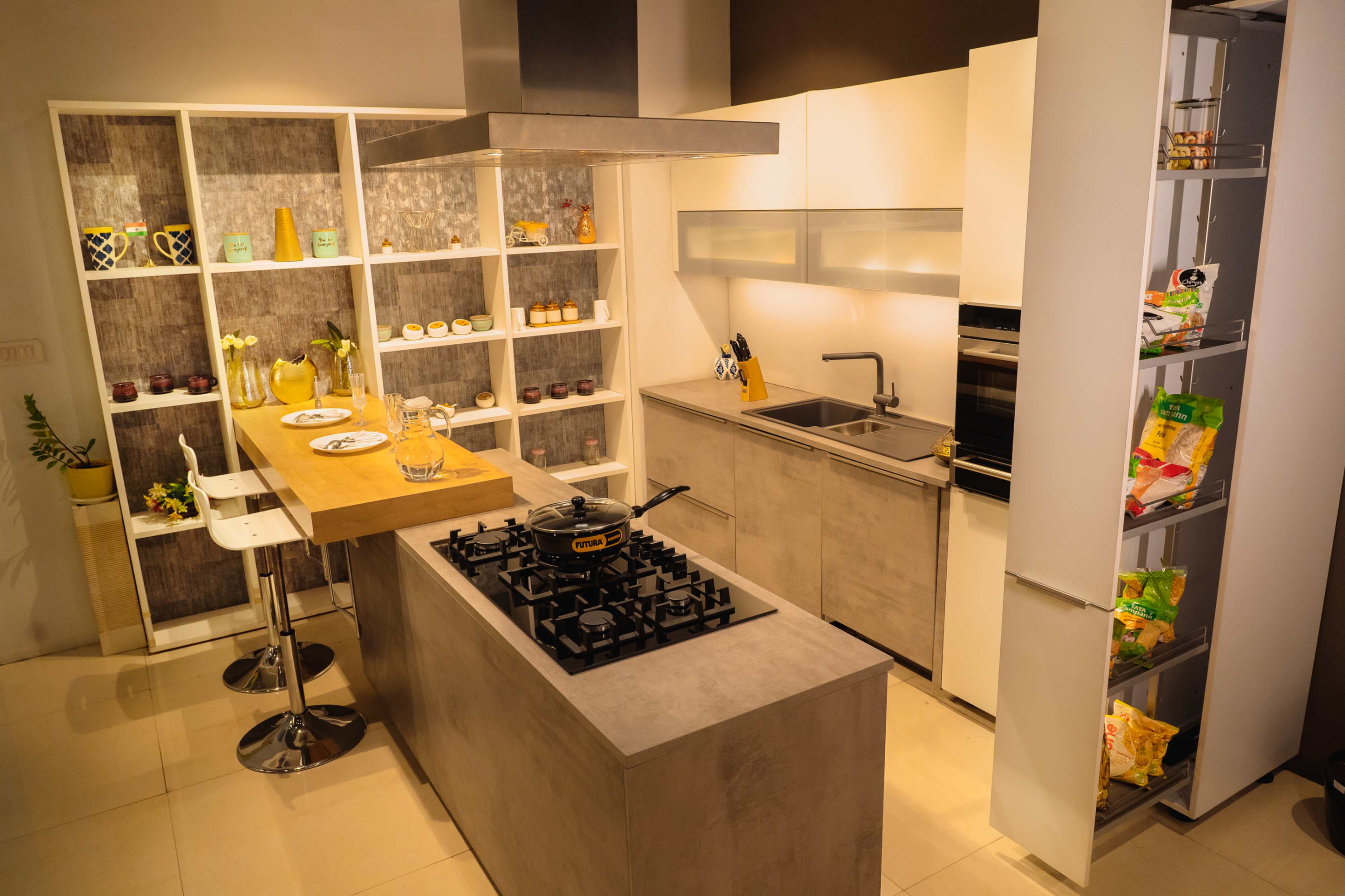 Kitchen island with lights