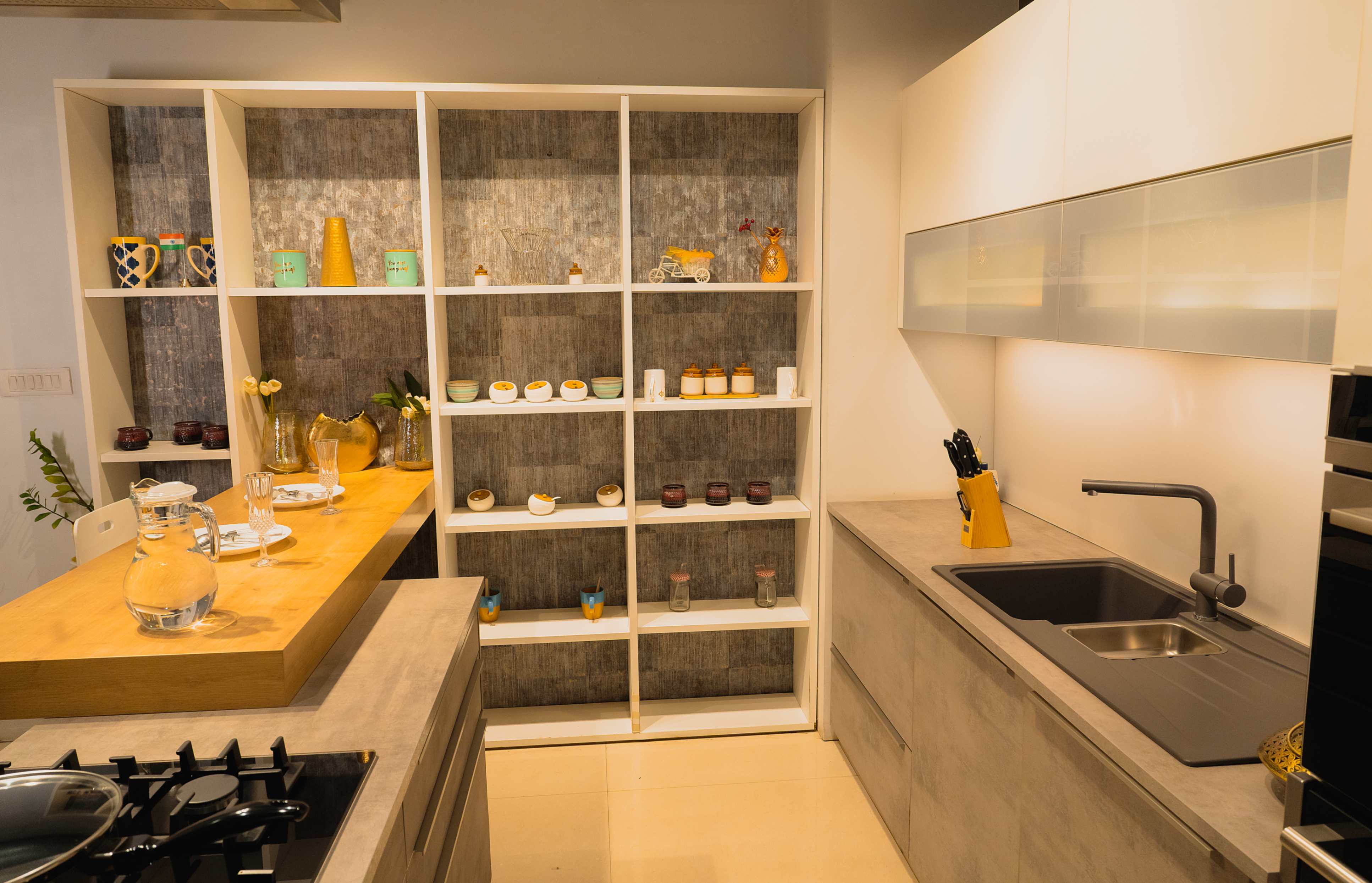 Kitchen island with lights