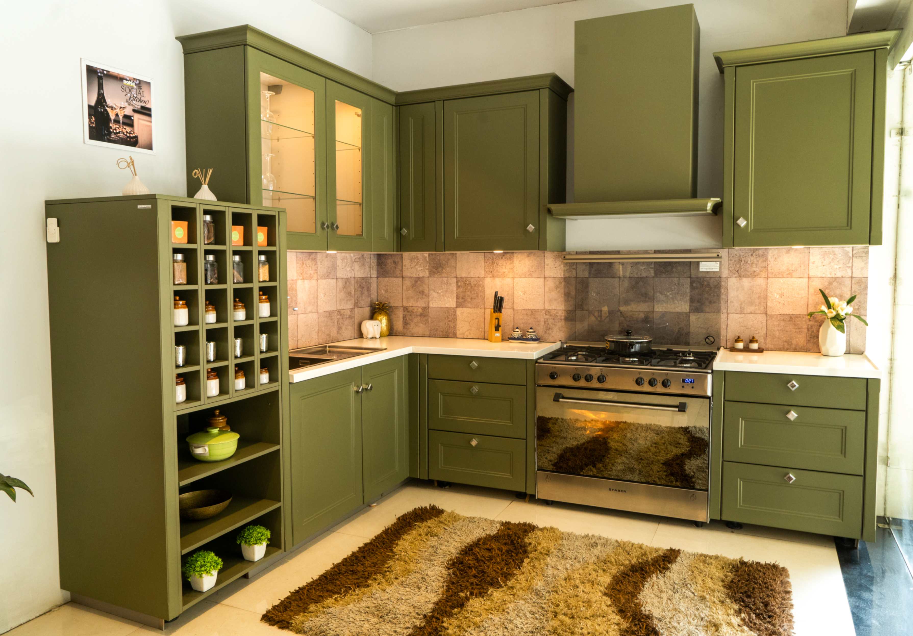 Luxury marble kitchen interior