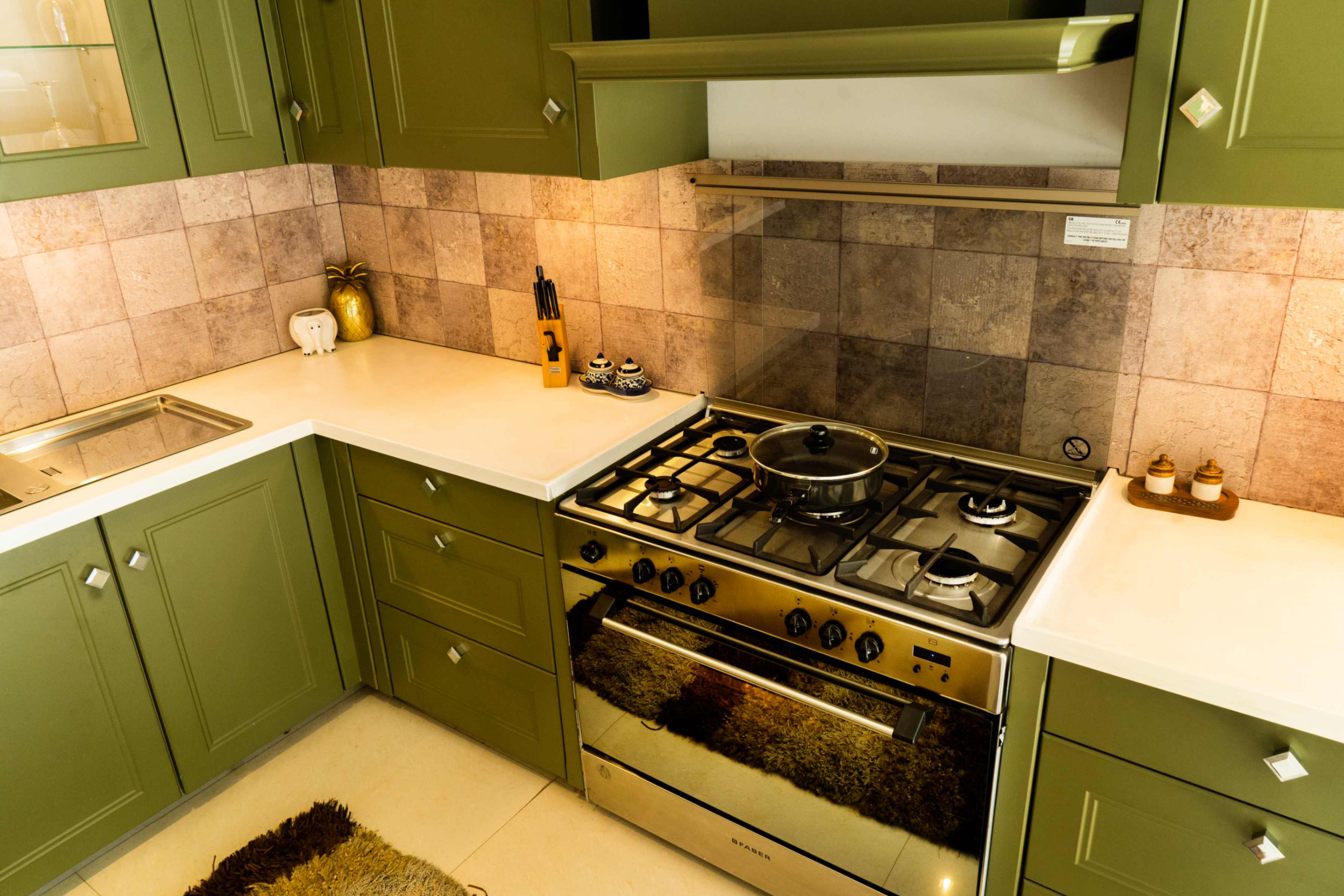 Luxury marble kitchen interior