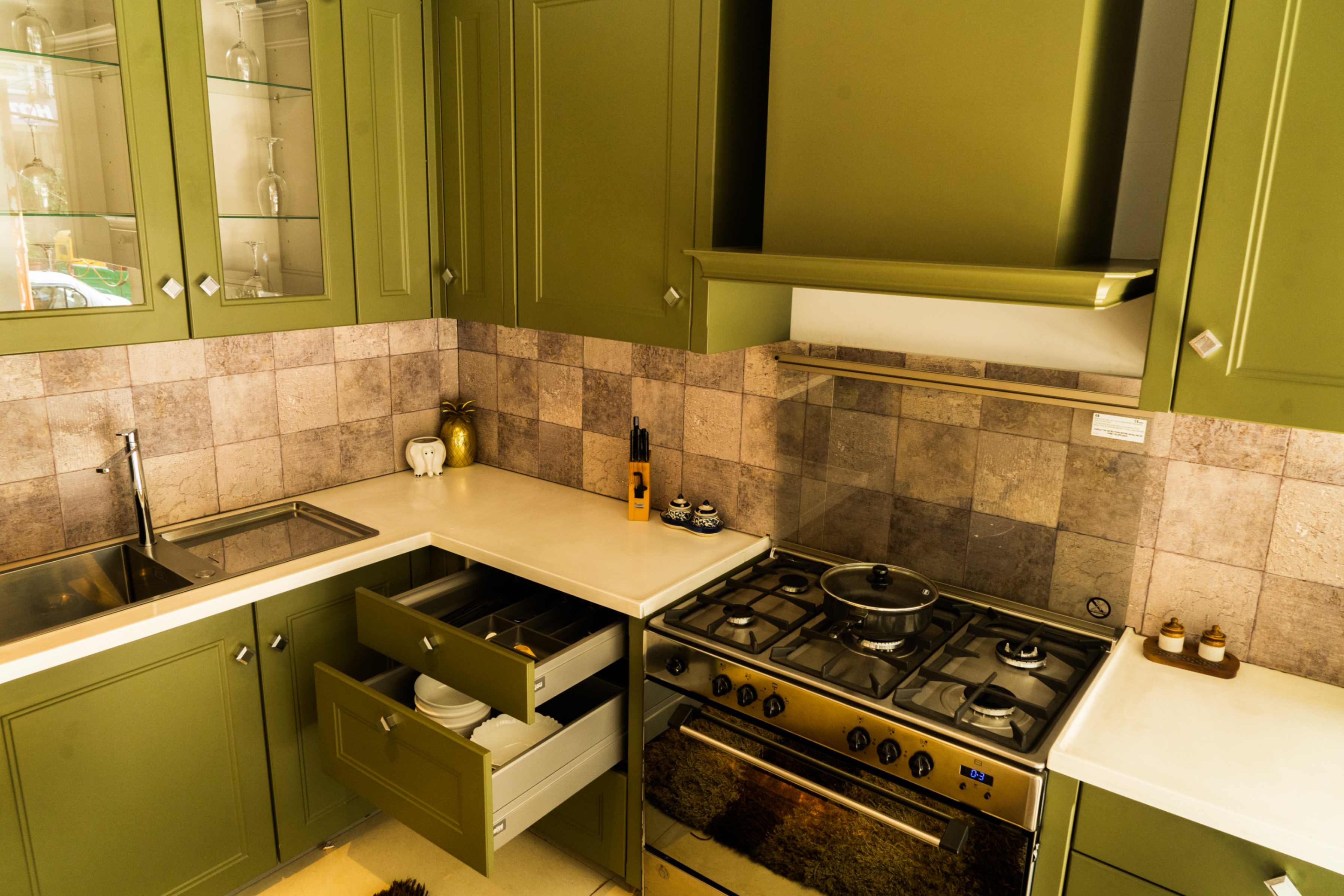 Contemporary kitchen with sleek cabinets