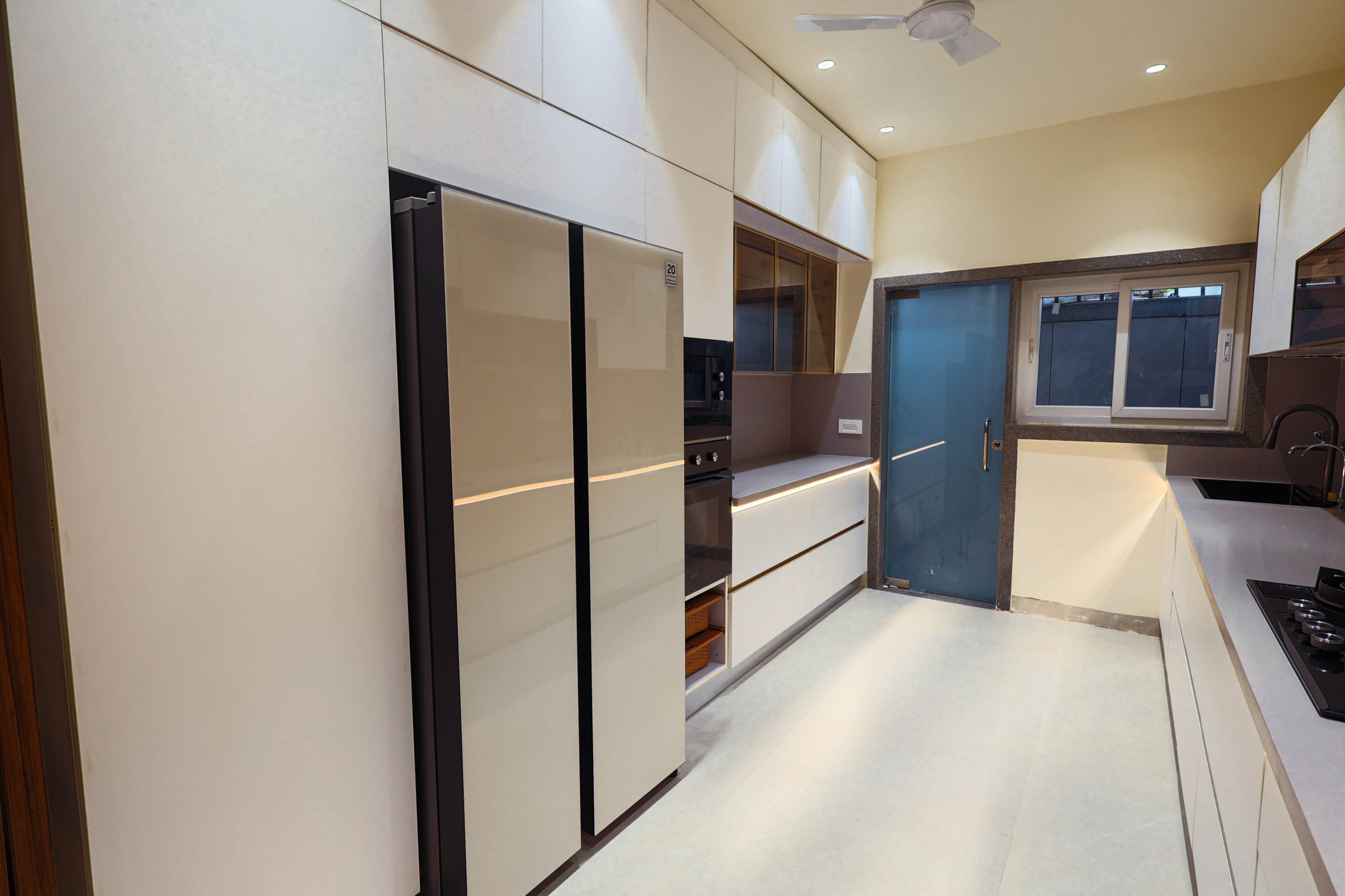 Contemporary kitchen with marble countertop