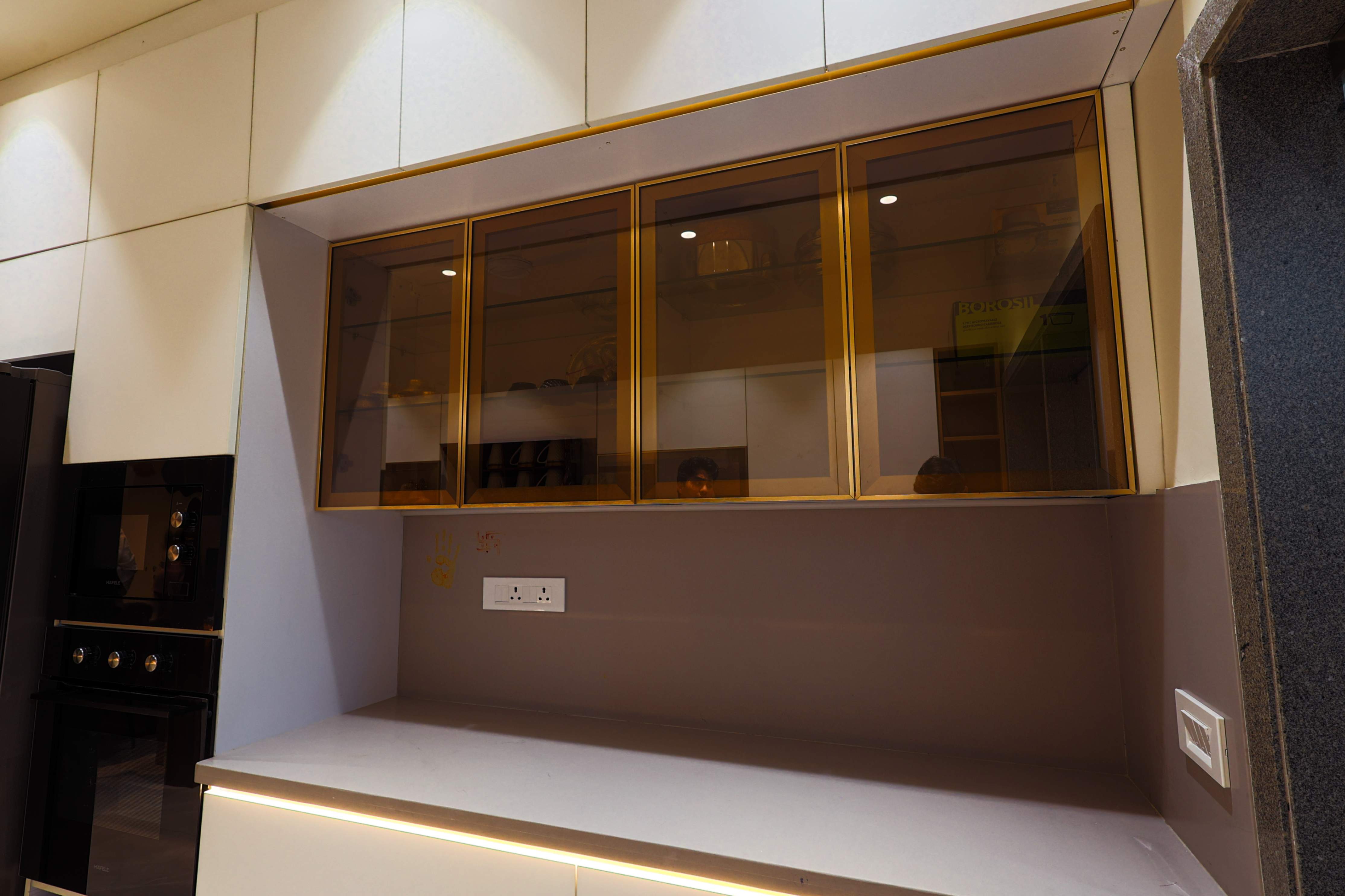 Contemporary kitchen with marble countertop