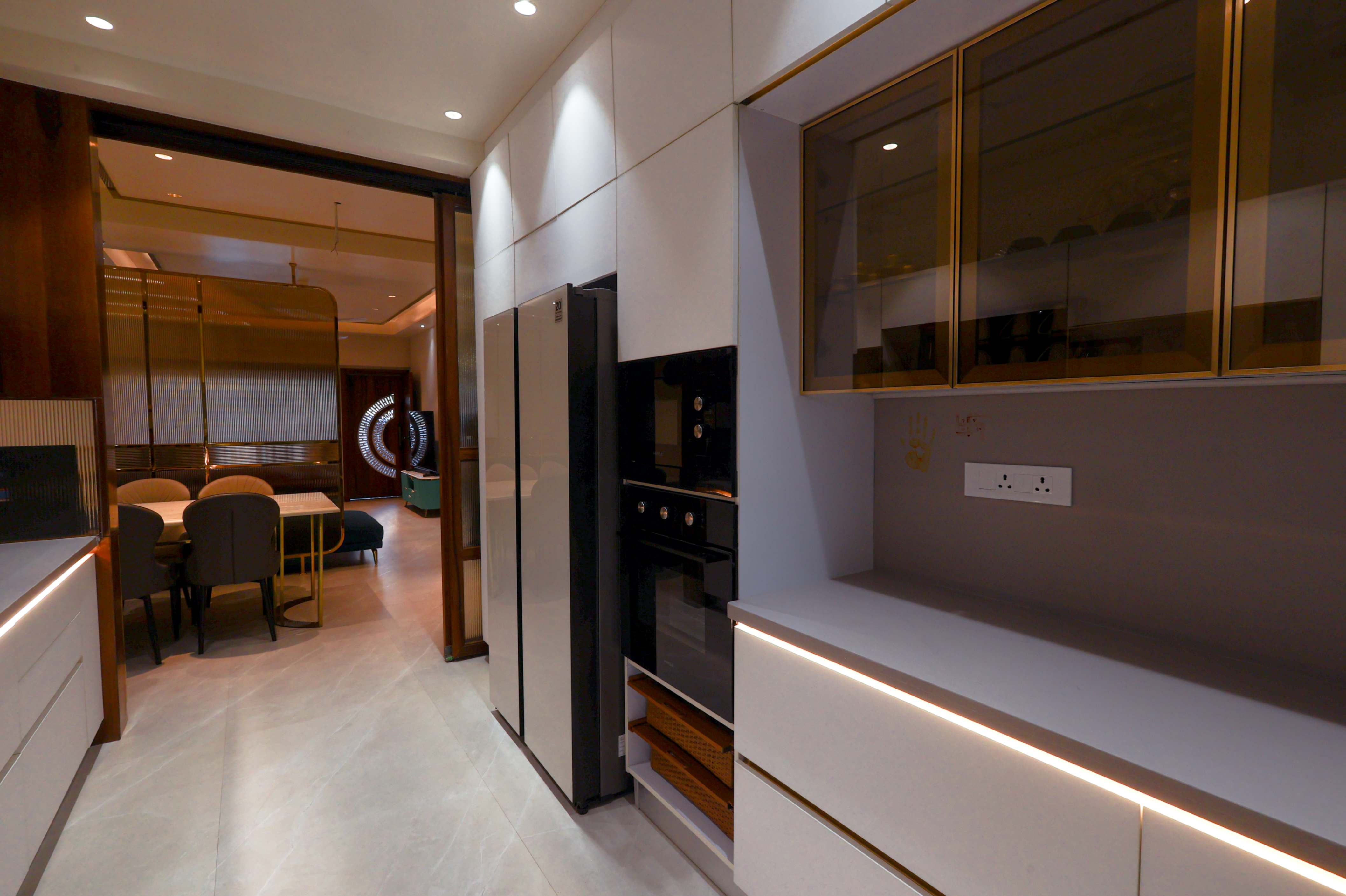 Contemporary kitchen with marble countertop