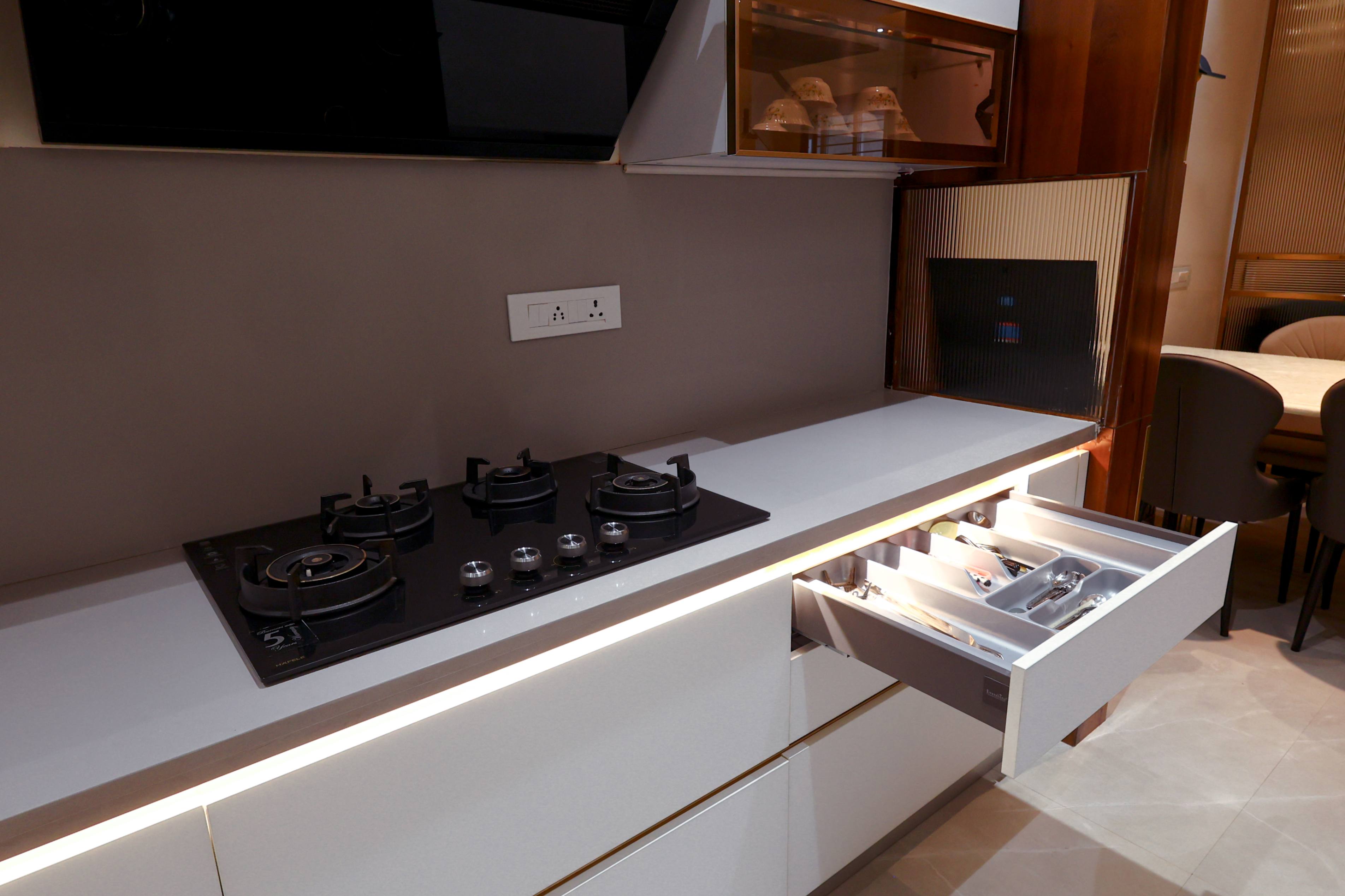 Contemporary kitchen with marble countertop