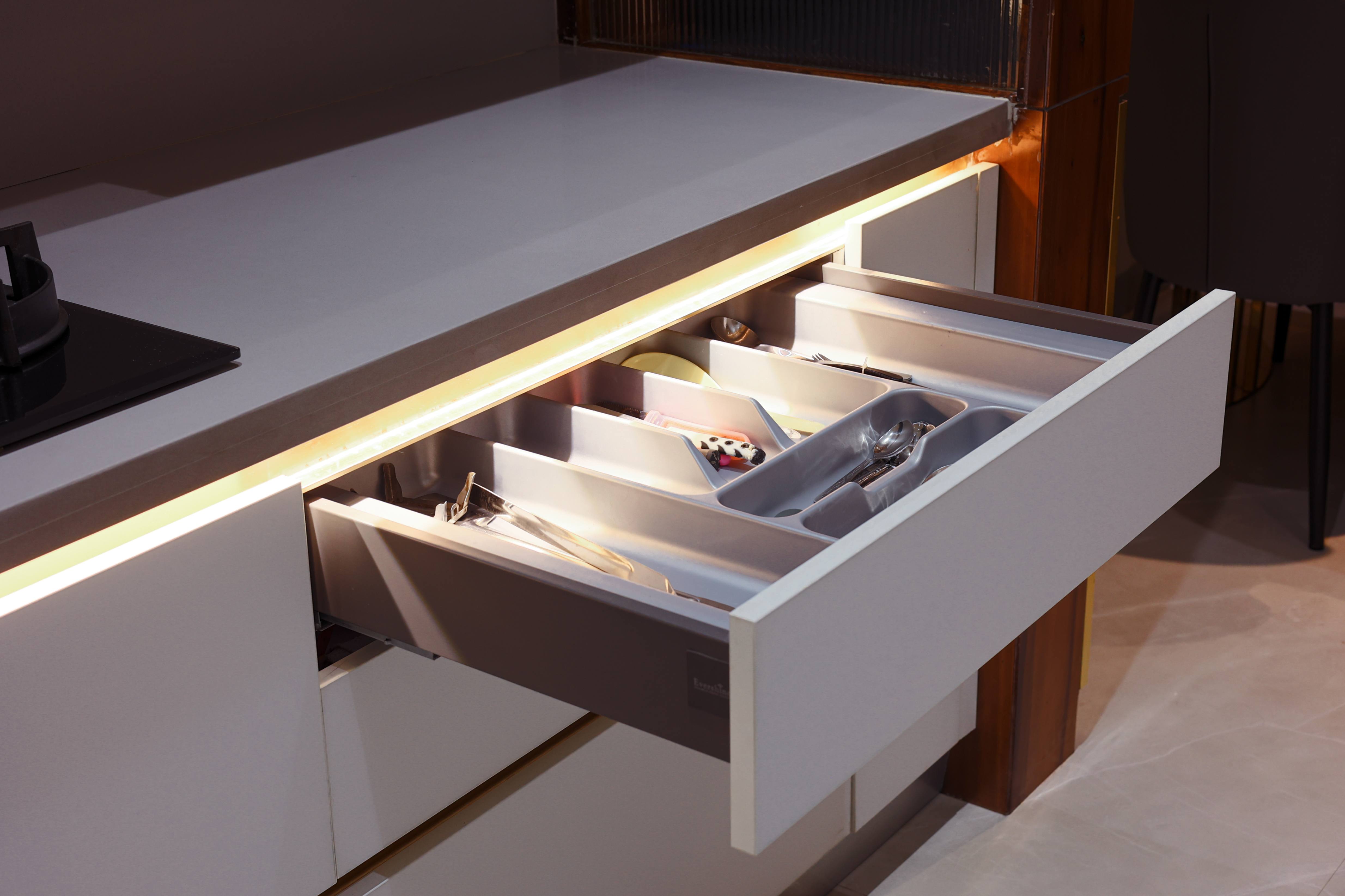 Contemporary kitchen with marble countertop