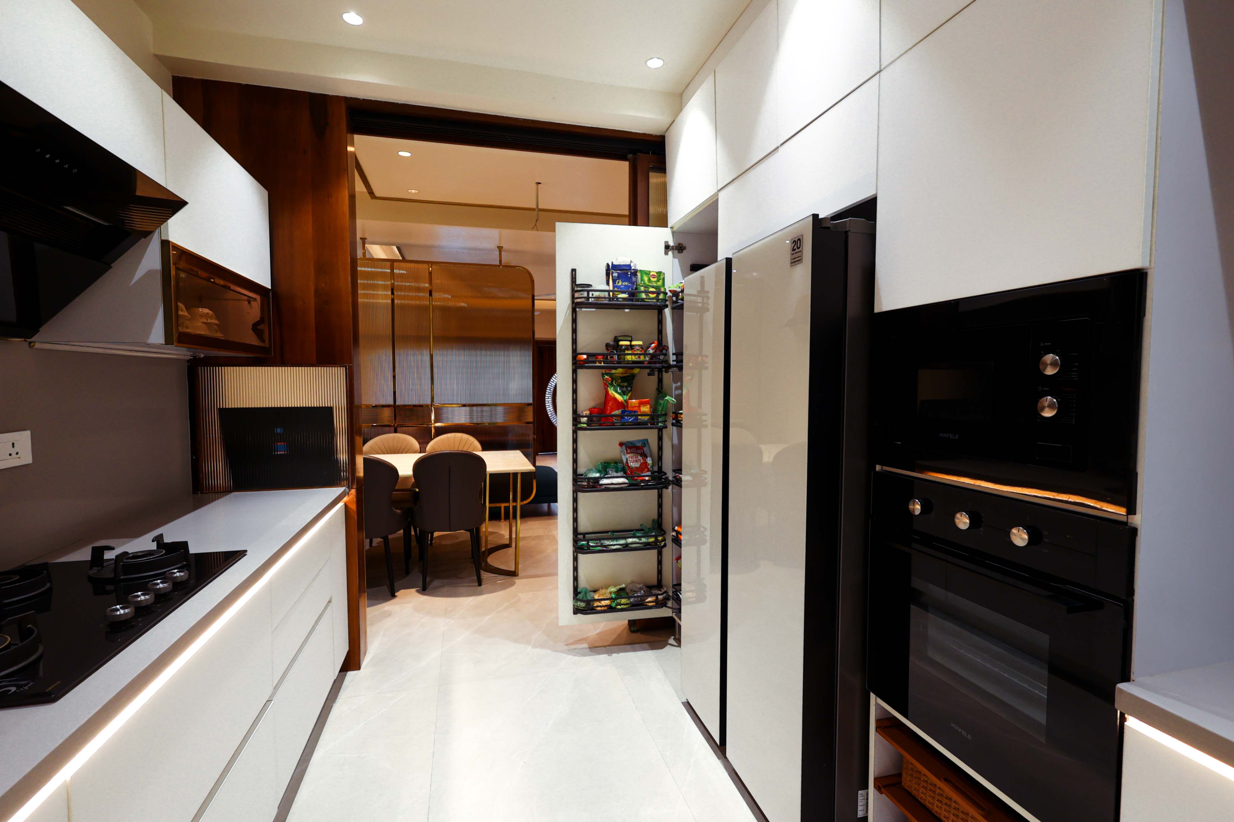 Contemporary kitchen with marble countertop