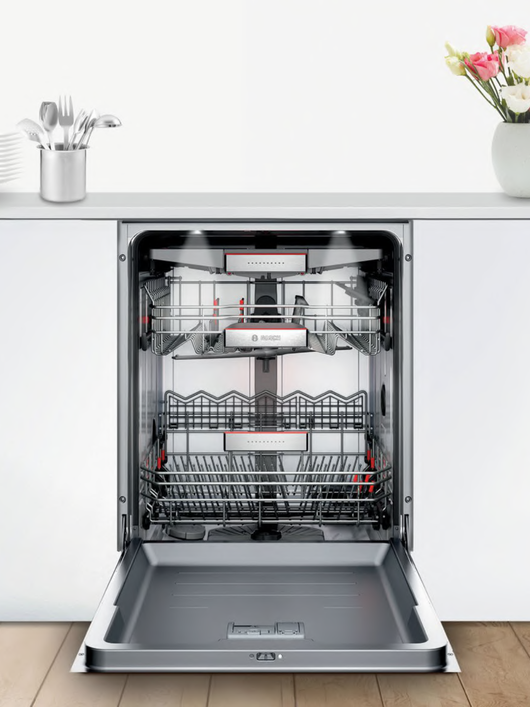 Built-in dishwasher with a sleek finish
